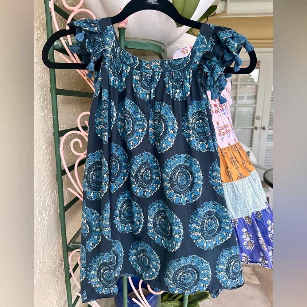 Roberta Roller Rabbit Girls' Amberose Vickey Indigo Dress Sz 6 100% cotton Rare.